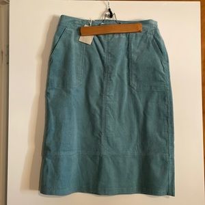 Boden, midi, cord skirt, aqua, size 10. NWT